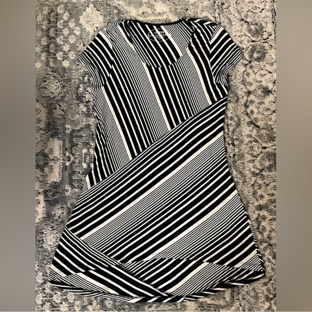 Soma Black and White Striped Asymmetrical Tunic